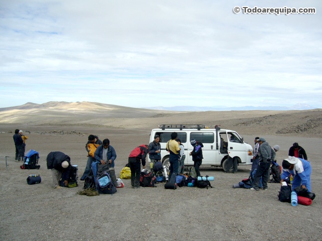 Llegando al inicio de la caminata